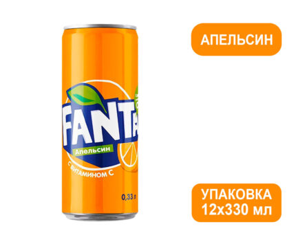 Fanta Апельсин напиток сильногазированный, ж/б, 0,33 л (Фанта)