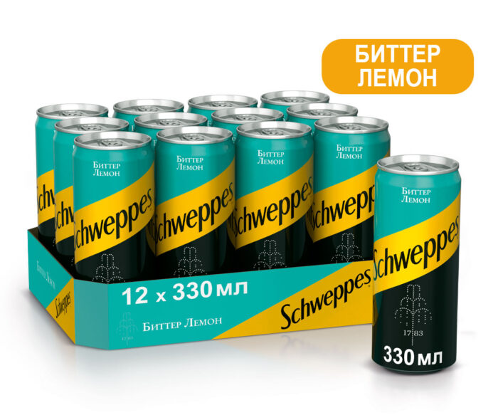 Газированный напиток Schweppes Биттер Лемон, ж/б, 0,33 л (Швепс)