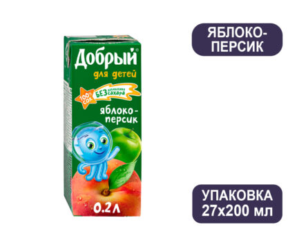 Сок Добрый для детей (персик/яблоко), тетра-пак, 0,2 л