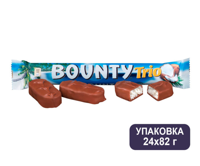 Шоколадный батончик Bounty Trio 82 г