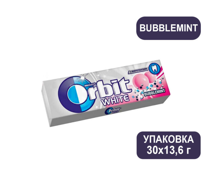 Жевательная резинка Orbit Bubblemint, без сахара, 30 пачек по 13,6 г (Орбит)