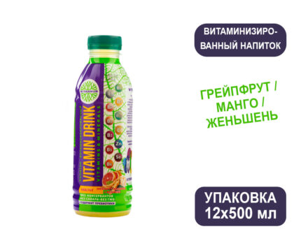Vitannur витаминизированный эко напиток (грейпфрут/манго/женьшень) 0,5 л