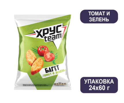 Сухарики Хрусteam Багет томат и зелень, 60 г, 24 шт (Хрустим)