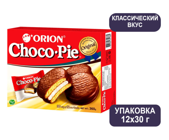 Печенье ORION Choco Pie Original 360 г, 12 штук по 30 г (ЧОКО ПАЙ ОРИОН)