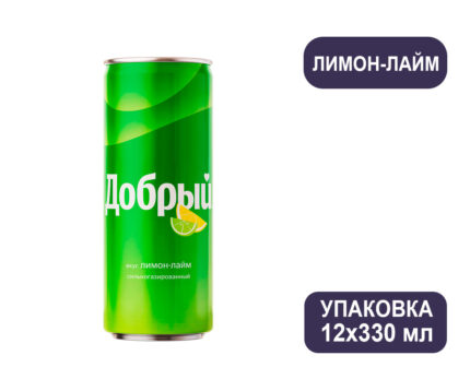 Добрый Лимон-Лайм напиток сильногазированный, ж/б, 0,33 л / Sprite Лимон-Лайм