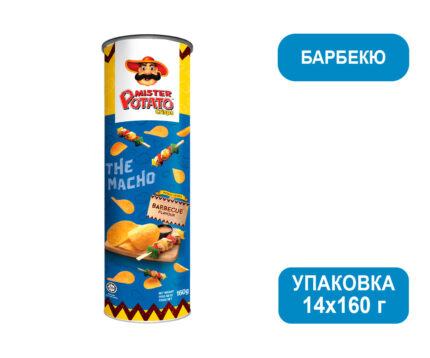 Чипсы картоф. Mister Potato Со вкусом барбекю 160 г., 14 уп/кор